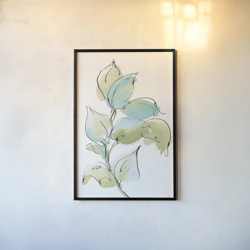 Textured Leaves I by Chris Paschke. shown as a paper print in a black flame. Available as a archival giclee rolled canvas, fine art paper, or poster print. SKU 90857h.