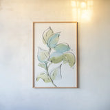 Textured Leaves I by Chris Paschke. shown as a paper print in a natural frame. Available as a archival giclee rolled canvas, fine art paper, or poster print. SKU 90857h.