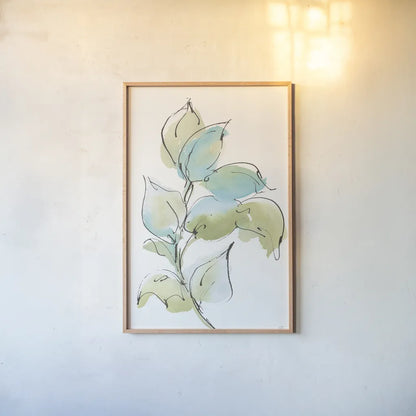 Textured Leaves I by Chris Paschke. shown as a paper print in a natural frame. Available as a archival giclee rolled canvas, fine art paper, or poster print. SKU 90857h.