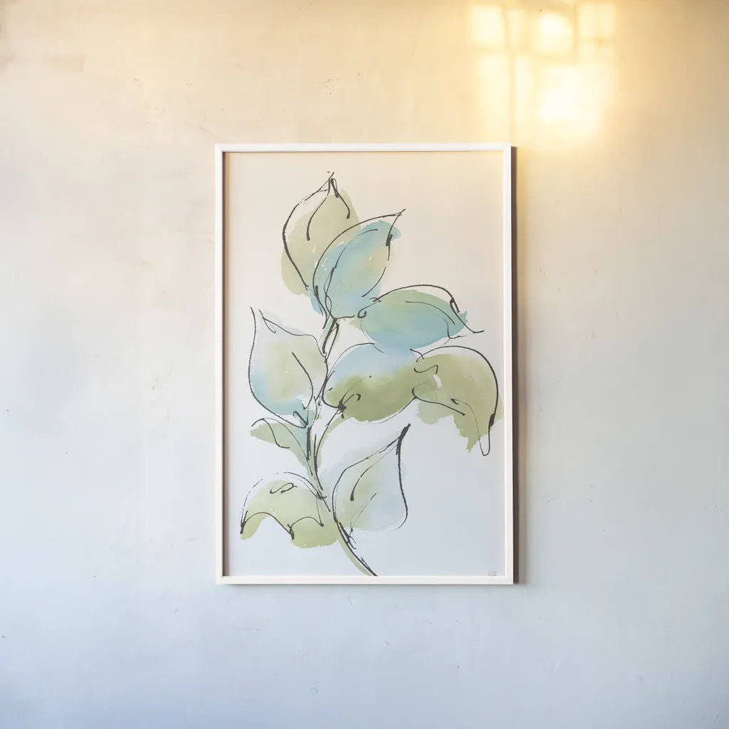 Textured Leaves I by Chris Paschke. shown as a paper print in a white frame. Available as a archival giclee rolled canvas, fine art paper, or poster print. SKU 90857h.