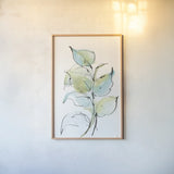 Textured Leaves II by Chris Paschke. shown as a paper print in a natural frame. Available as a archival giclee rolled canvas, fine art paper, or poster print. SKU 90858h.