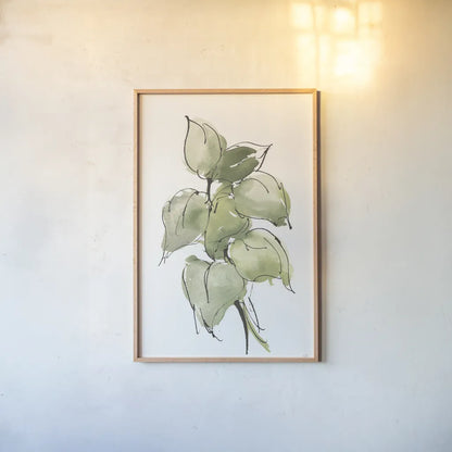 Textured Leaves III by Chris Paschke. shown as a paper print in a natural frame. Available as a archival giclee rolled canvas, fine art paper, or poster print. SKU 90859h.