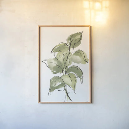 Textured Leaves IV by Chris Paschke. shown as a paper print in a natural frame. Available as a archival giclee rolled canvas, fine art paper, or poster print. SKU 90860h.