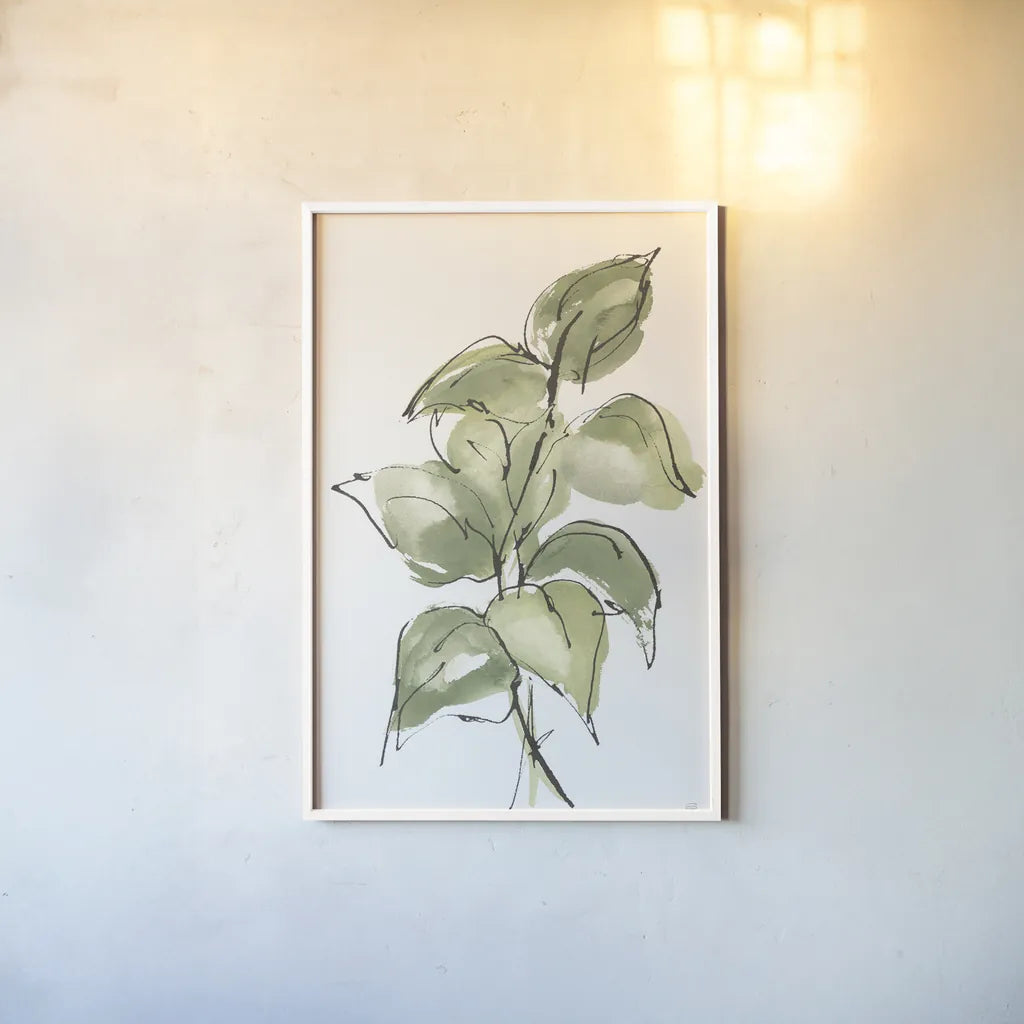 Textured Leaves IV by Chris Paschke. shown as a paper print in a white frame. Available as a archival giclee rolled canvas, fine art paper, or poster print. SKU 90860h.