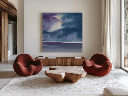 The Clouds II by Chris Paschke. Shown as extra-large giant wall art in a modern living room. Available as an archival giclee rolled canvas, fine art paper, or poster print. SKU 24075a.