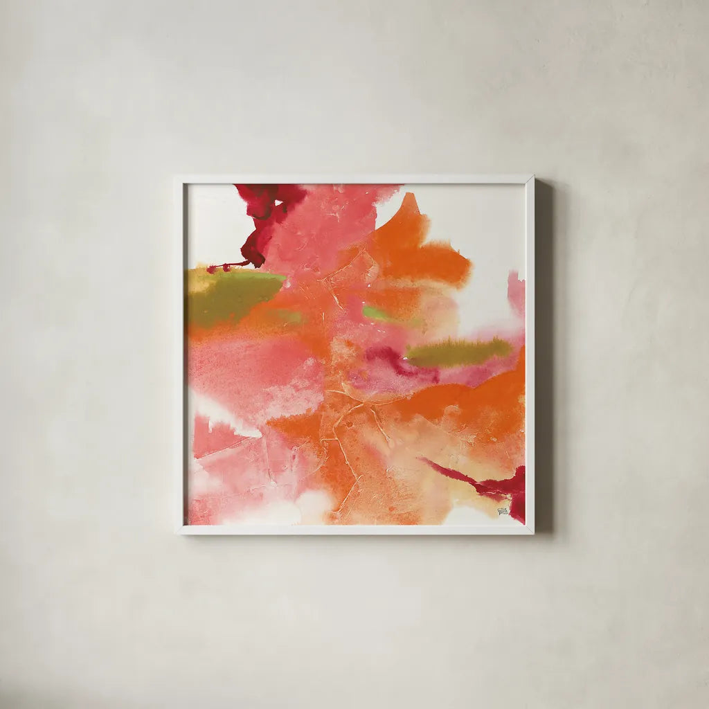 Thoughts of Spring I by Chris Paschke. Shown in a crisp white glass frame for a clean and minimalist style. Available as an archival giclee rolled canvas, fine art paper, or poster print. SKU 14865a.