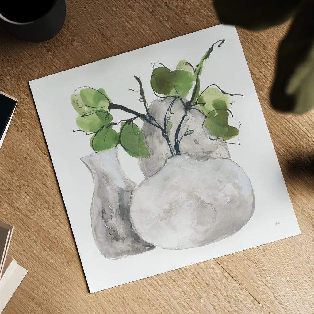 Three Vases III by Chris Paschke. Shown as a detailed flat fine art print, highlighting archival giclee quality. Available as an archival giclee rolled canvas, fine art paper, or poster print. SKU 75147a.