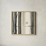 Through the Trees IV by Chris Paschke. Shown in a natural wood glass frame for a timeless modern aesthetic. Available as an archival giclee rolled canvas, fine art paper, or poster print. SKU 34171a.