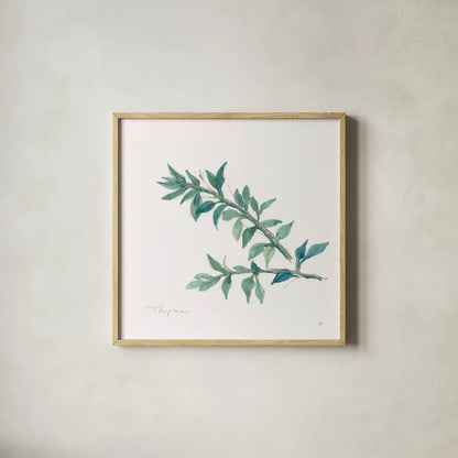 Thyme by Chris Paschke. Shown in a natural wood glass frame for a timeless modern aesthetic. Available as an archival giclee rolled canvas, fine art paper, or poster print. SKU 27532a.
