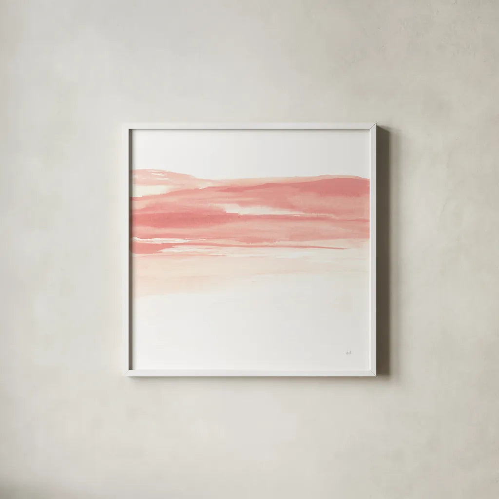 Tint Cantaloupe II by Chris Paschke. Shown in a crisp white glass frame for a clean and minimalist style. Available as an archival giclee rolled canvas, fine art paper, or poster print. SKU 68176a.