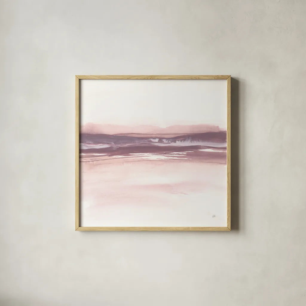 Tint Cassis I by Chris Paschke. Shown in a natural wood glass frame for a timeless modern aesthetic. Available as an archival giclee rolled canvas, fine art paper, or poster print. SKU 68173a.