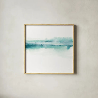 Tint Mint I by Chris Paschke. Shown in a natural wood glass frame for a timeless modern aesthetic. Available as an archival giclee rolled canvas, fine art paper, or poster print. SKU 68169a.