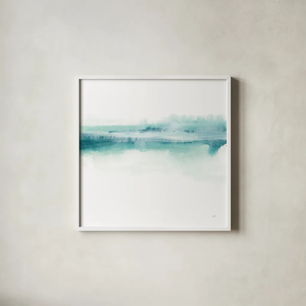 Tint Mint I by Chris Paschke. Shown in a crisp white glass frame for a clean and minimalist style. Available as an archival giclee rolled canvas, fine art paper, or poster print. SKU 68169a.