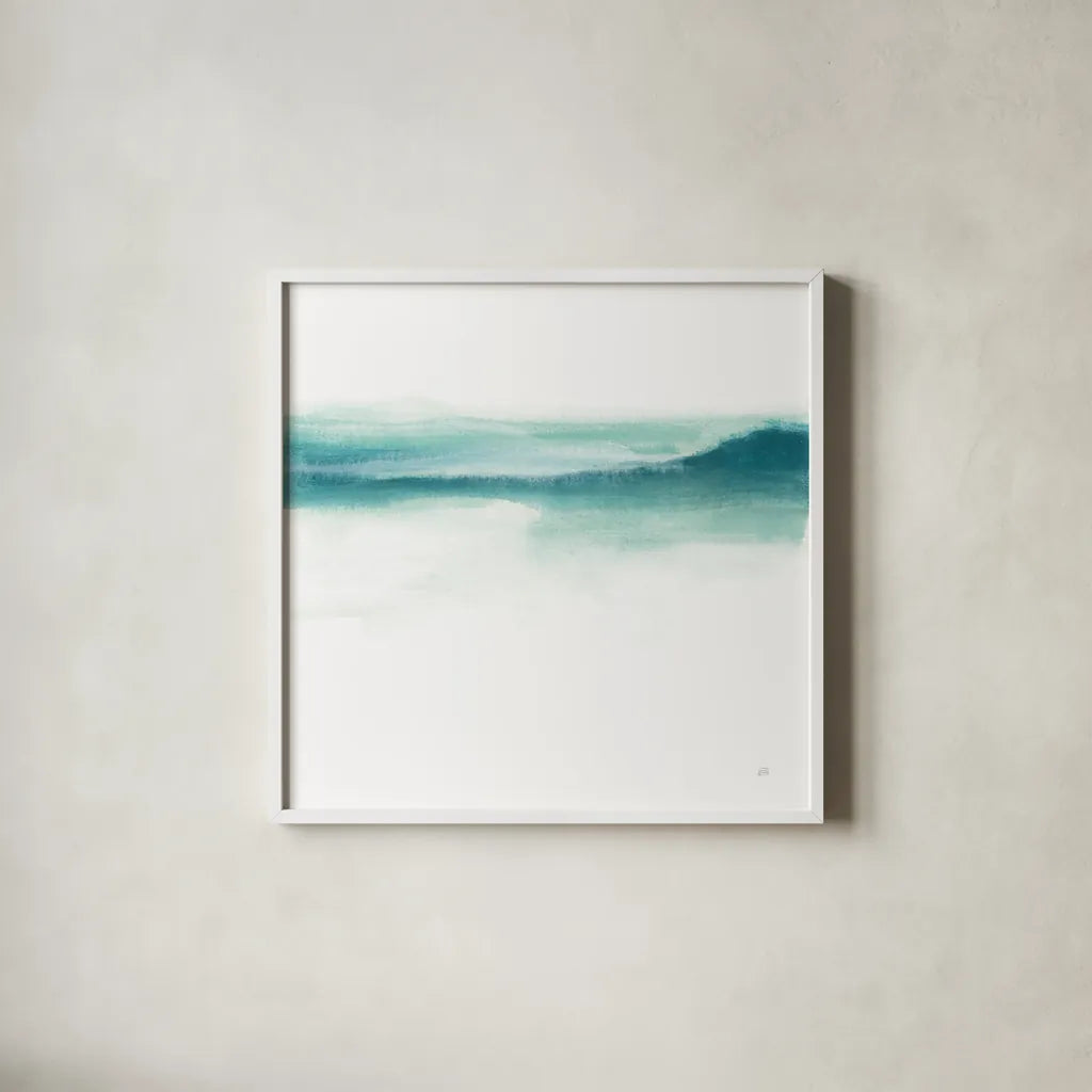 Tint Mint II by Chris Paschke. Shown in a crisp white glass frame for a clean and minimalist style. Available as an archival giclee rolled canvas, fine art paper, or poster print. SKU 68170a.