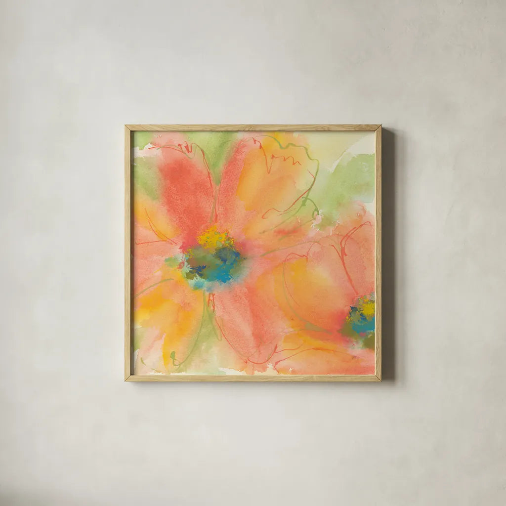 Tinted Cosmos I by Chris Paschke. Shown in a natural wood glass frame for a timeless modern aesthetic. Available as an archival giclee rolled canvas, fine art paper, or poster print. SKU 50255a.