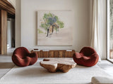 Tinted Treescape I by Chris Paschke. Shown as extra-large giant wall art in a modern living room. Available as an archival giclee rolled canvas, fine art paper, or poster print. SKU 89505a.