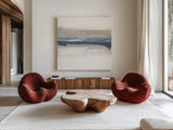 Tonal Blue Gray III by Chris Paschke. Shown as extra-large giant wall art in a modern living room. Available as an archival giclee rolled canvas, fine art paper, or poster print. SKU 74350a.