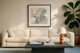 Touch of Gray I by Chris Paschke. Displayed in a glass frame with matte in a clean modern living room. Available as an archival giclee rolled canvas, fine art paper, or poster print. SKU 75155a.