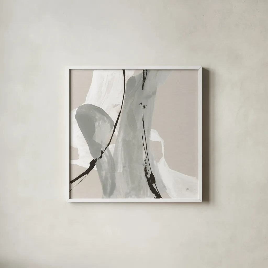 Touch of Gray IV by Chris Paschke. Shown in a crisp white glass frame for a clean and minimalist style. Available as an archival giclee rolled canvas, fine art paper, or poster print. SKU 75158a.