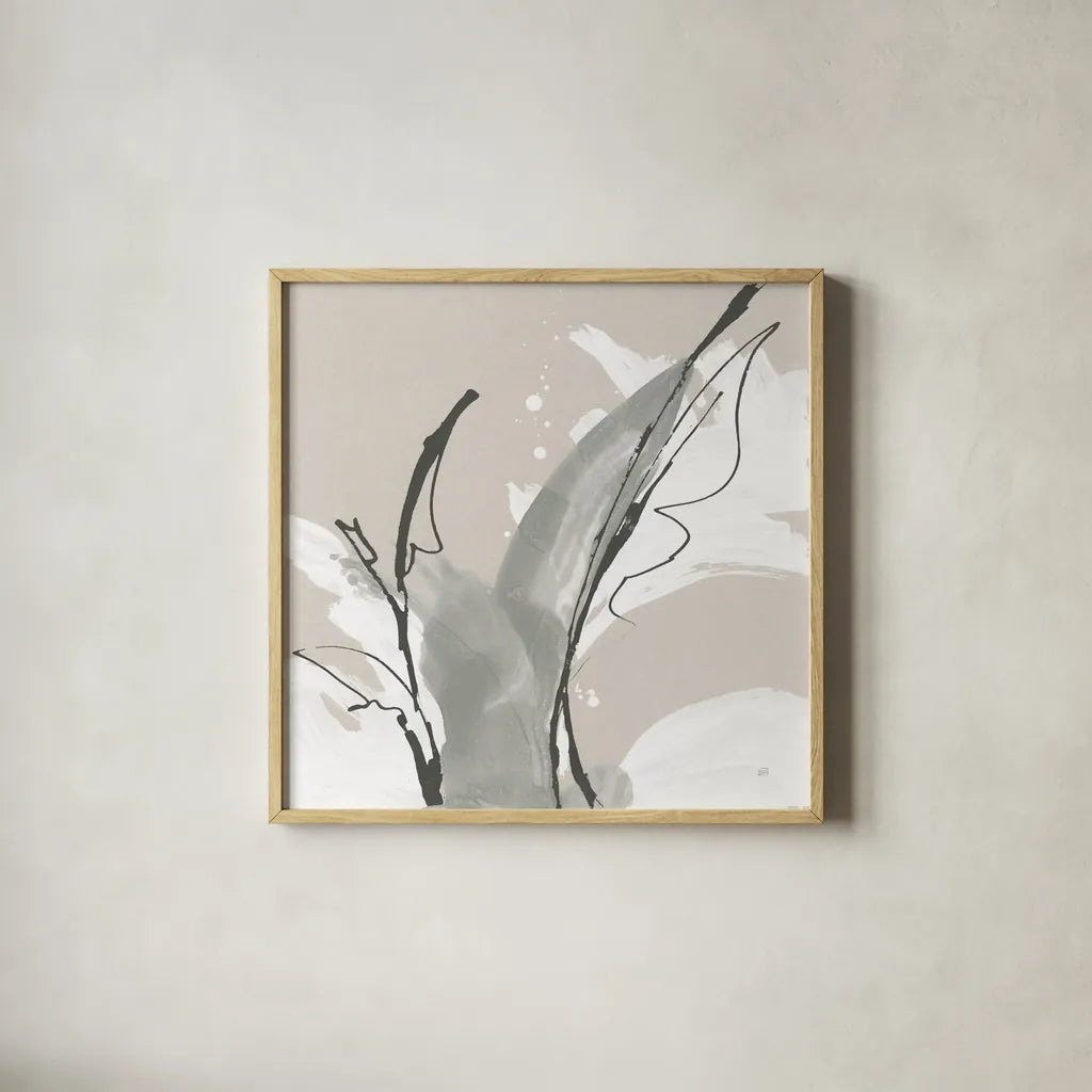 Touch of Gray V by Chris Paschke. Shown in a natural wood glass frame for a timeless modern aesthetic. Available as an archival giclee rolled canvas, fine art paper, or poster print. SKU 75159a.