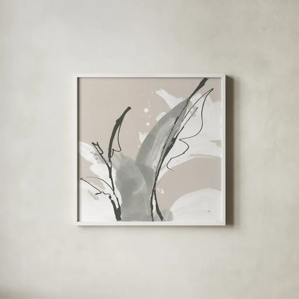 Touch of Gray V by Chris Paschke. Shown in a crisp white glass frame for a clean and minimalist style. Available as an archival giclee rolled canvas, fine art paper, or poster print. SKU 75159a.