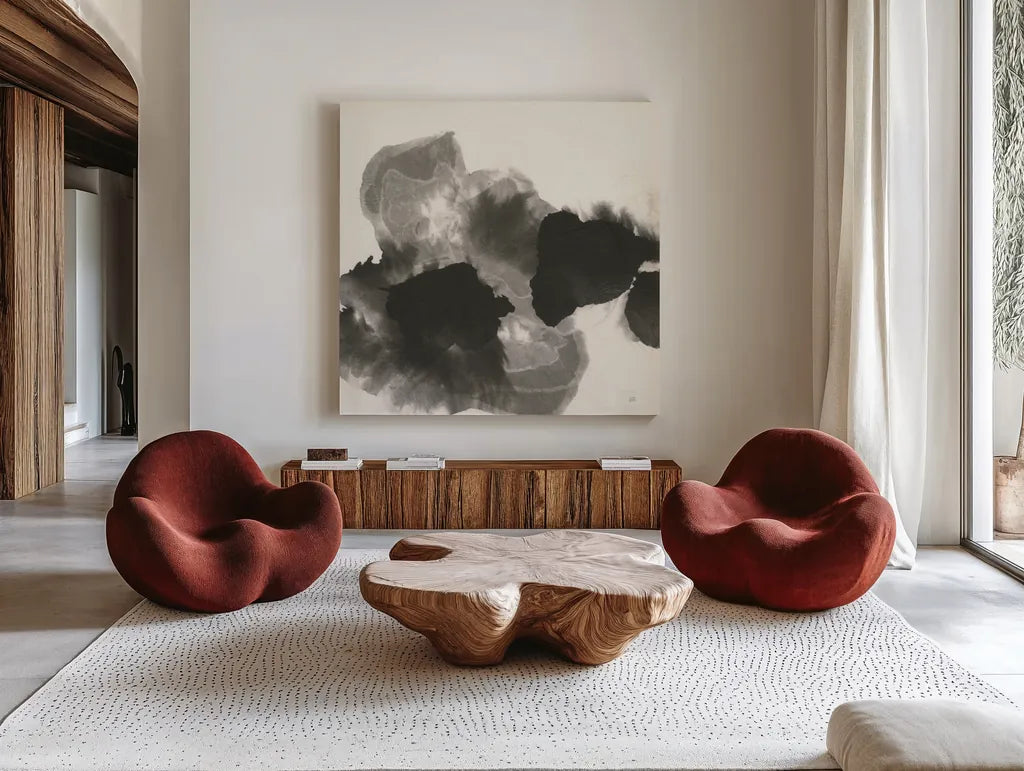 Transitions I by Chris Paschke. Shown as extra-large giant wall art in a modern living room. Available as an archival giclee rolled canvas, fine art paper, or poster print. SKU 74737a.