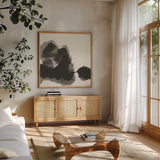 Transitions II by Chris Paschke. Shown in a natural wood frame in a cozy modern living room. Available as an archival giclee rolled canvas, fine art paper, or poster print. SKU 74738a.