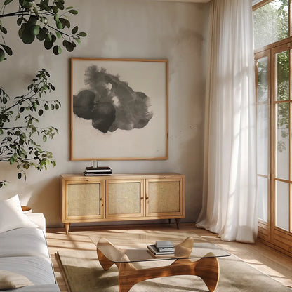 Transitions VI by Chris Paschke. Shown in a natural wood frame in a cozy modern living room. Available as an archival giclee rolled canvas, fine art paper, or poster print. SKU 74742a.