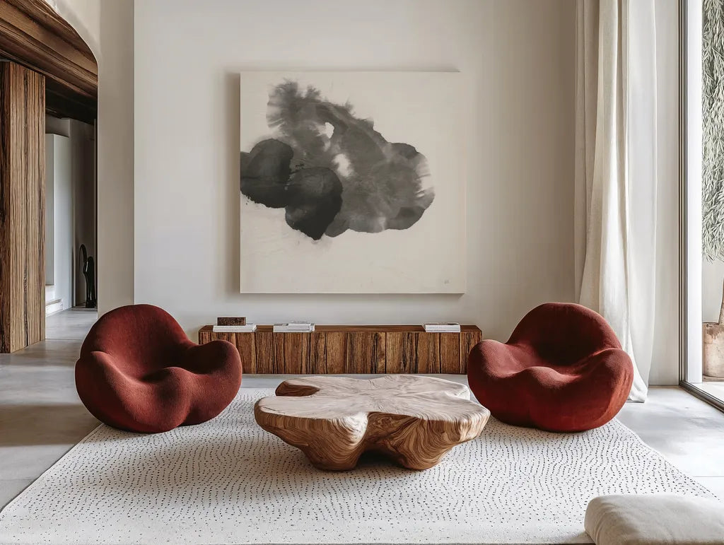 Transitions VI by Chris Paschke. Shown as extra-large giant wall art in a modern living room. Available as an archival giclee rolled canvas, fine art paper, or poster print. SKU 74742a.