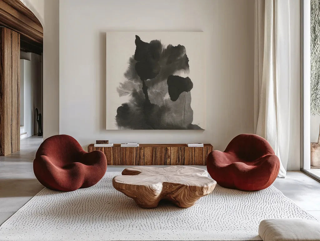 Transitions VII by Chris Paschke. Shown as extra-large giant wall art in a modern living room. Available as an archival giclee rolled canvas, fine art paper, or poster print. SKU 74743a.