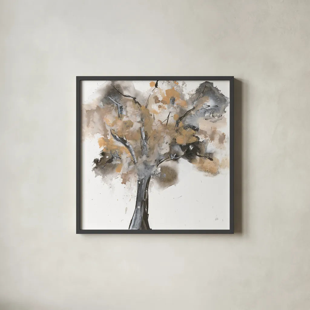 Treetops I by Chris Paschke. Shown in a sleek black glass frame for a contemporary gallery look. Available as an archival giclee rolled canvas, fine art paper, or poster print. SKU 88342a.