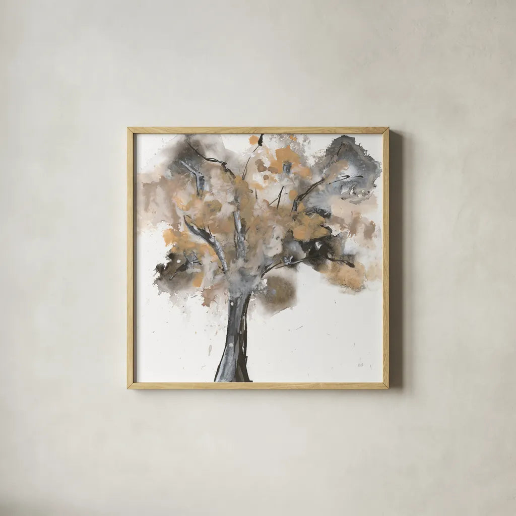 Treetops I by Chris Paschke. Shown in a natural wood glass frame for a timeless modern aesthetic. Available as an archival giclee rolled canvas, fine art paper, or poster print. SKU 88342a.