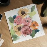 Trend Bouquet I by Chris Paschke. Shown as a detailed flat fine art print, highlighting archival giclee quality. Available as an archival giclee rolled canvas, fine art paper, or poster print. SKU 91446a.