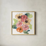 Trend Bouquet II by Chris Paschke. Shown in a natural wood glass frame for a timeless modern aesthetic. Available as an archival giclee rolled canvas, fine art paper, or poster print. SKU 91447a.