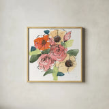 Trend Bouquet III by Chris Paschke. Shown in a natural wood glass frame for a timeless modern aesthetic. Available as an archival giclee rolled canvas, fine art paper, or poster print. SKU 91448a.