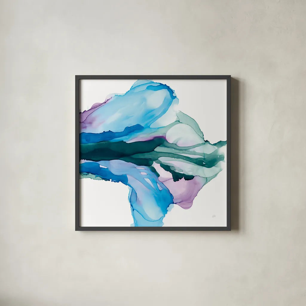 Tributary by Chris Paschke. Shown in a sleek black glass frame for a contemporary gallery look. Available as an archival giclee rolled canvas, fine art paper, or poster print. SKU 65435a.