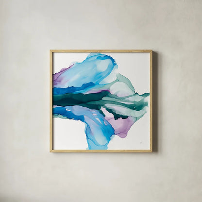 Tributary by Chris Paschke. Shown in a natural wood glass frame for a timeless modern aesthetic. Available as an archival giclee rolled canvas, fine art paper, or poster print. SKU 65435a.