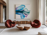 Tributary by Chris Paschke. Shown as extra-large giant wall art in a modern living room. Available as an archival giclee rolled canvas, fine art paper, or poster print. SKU 65435a.