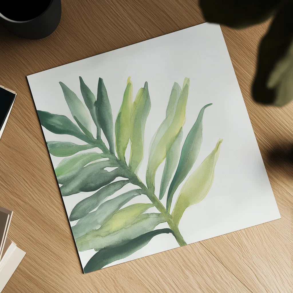 Tropical Palm III by Chris Paschke. Shown as a detailed flat fine art print, highlighting archival giclee quality. Available as an archival giclee rolled canvas, fine art paper, or poster print. SKU 22675a.