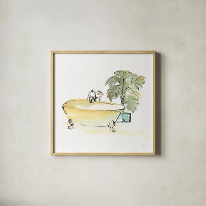 Tub III by Chris Paschke. Shown in a natural wood glass frame for a timeless modern aesthetic. Available as an archival giclee rolled canvas, fine art paper, or poster print. SKU 66228a.