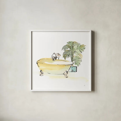 Tub III by Chris Paschke. Shown in a crisp white glass frame for a clean and minimalist style. Available as an archival giclee rolled canvas, fine art paper, or poster print. SKU 66228a.