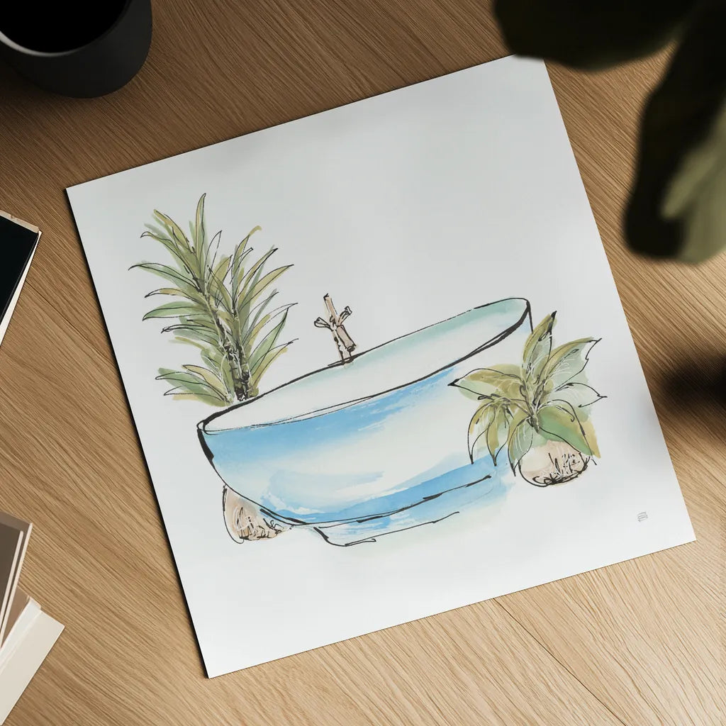 Tub IV by Chris Paschke. Shown as a detailed flat fine art print, highlighting archival giclee quality. Available as an archival giclee rolled canvas, fine art paper, or poster print. SKU 66229a.