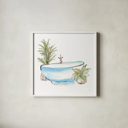 Tub IV by Chris Paschke. Shown in a crisp white glass frame for a clean and minimalist style. Available as an archival giclee rolled canvas, fine art paper, or poster print. SKU 66229a.