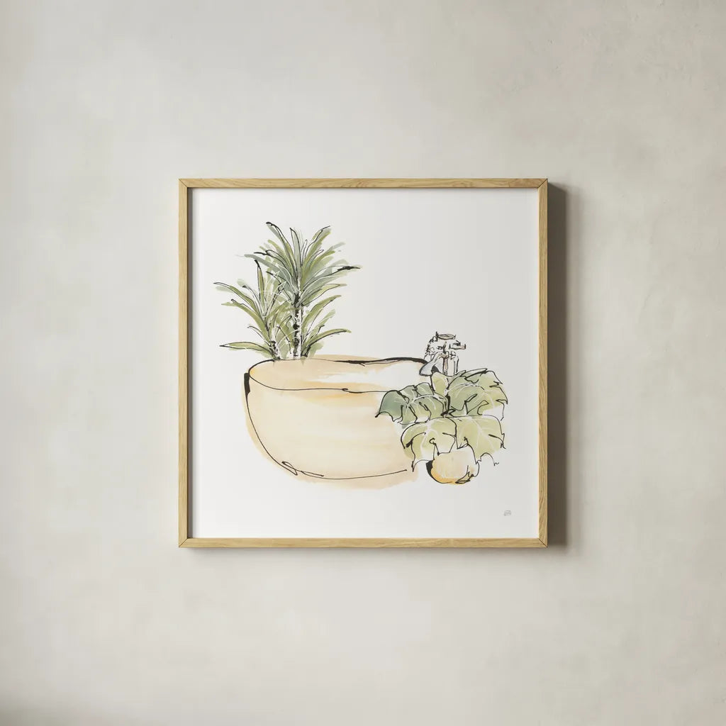Tub V by Chris Paschke. Shown in a natural wood glass frame for a timeless modern aesthetic. Available as an archival giclee rolled canvas, fine art paper, or poster print. SKU 66230a.