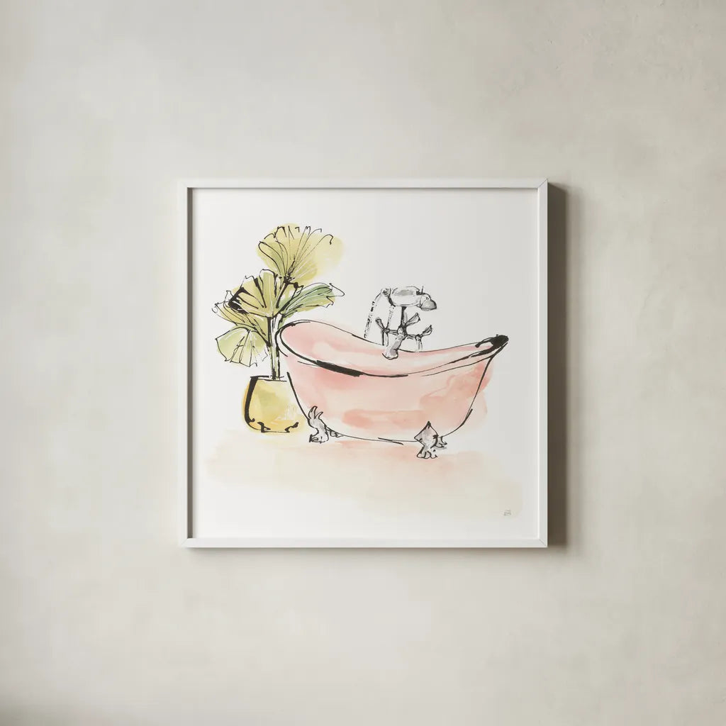 Tub VI by Chris Paschke. Shown in a crisp white glass frame for a clean and minimalist style. Available as an archival giclee rolled canvas, fine art paper, or poster print. SKU 66231a.