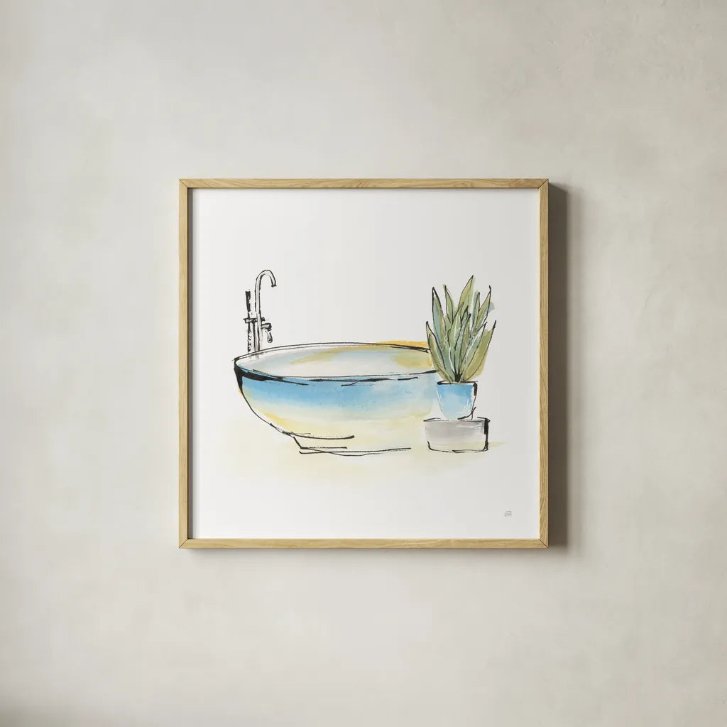 Tub VII by Chris Paschke. Shown in a natural wood glass frame for a timeless modern aesthetic. Available as an archival giclee rolled canvas, fine art paper, or poster print. SKU 66232a.