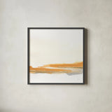 Turmeric and Gold II by Chris Paschke. Shown in a sleek black glass frame for a contemporary gallery look. Available as an archival giclee rolled canvas, fine art paper, or poster print. SKU 68162a.