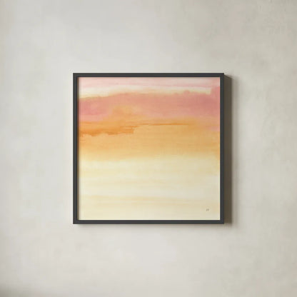 Turmeric and Sand I by Chris Paschke. Shown in a sleek black glass frame for a contemporary gallery look. Available as an archival giclee rolled canvas, fine art paper, or poster print. SKU 68153a.