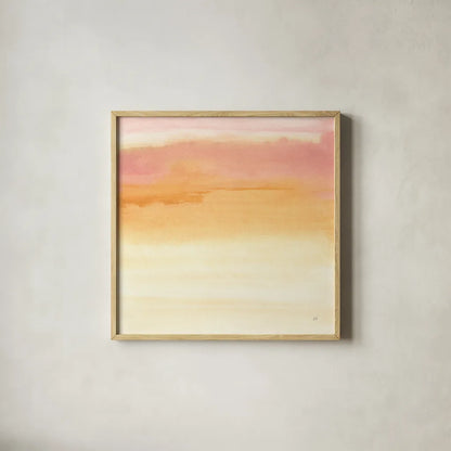 Turmeric and Sand I by Chris Paschke. Shown in a natural wood glass frame for a timeless modern aesthetic. Available as an archival giclee rolled canvas, fine art paper, or poster print. SKU 68153a.