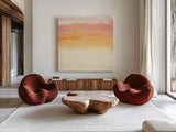 Turmeric and Sand I by Chris Paschke. Shown as extra-large giant wall art in a modern living room. Available as an archival giclee rolled canvas, fine art paper, or poster print. SKU 68153a.